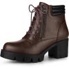 imageAllegra K Womens Round Toe Chunky Heel Lace Up Zipper Coffee Combat Boots 10 M US
