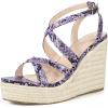 imageAllegra K Womens Snake Print Wedges Strappy Platform Wedge Heel SandalsPurple