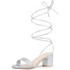 imageAllegra K Womens Sparkle Strappy Lace Up Block Heels SandalsSilver