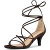 imageAllegra K Womens Strappy Kitten Heel Lace Up SandalsCoffee