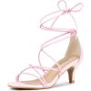 imageAllegra K Womens Strappy Kitten Heel Lace Up SandalsLight Pink