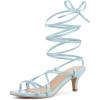 imageAllegra K Womens Strappy Lace Up Kitten Heels SandalsLight Blue