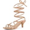 imageAllegra K Womens Strappy Lace Up Kitten Heels SandalsNude