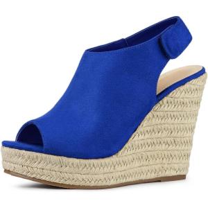 imageAllegra K Womens Espadrille Platform Heeled Wedges SandalsDeep Blue