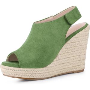 imageAllegra K Womens Espadrille Platform Heeled Wedges SandalsOlive Green