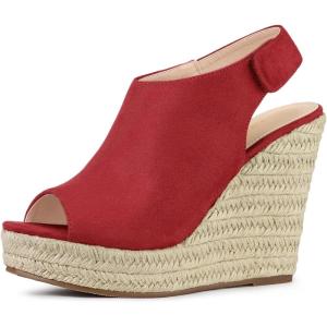imageAllegra K Womens Espadrille Platform Heeled Wedges SandalsRed