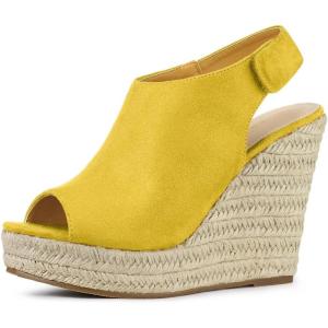 imageAllegra K Womens Espadrille Platform Heeled Wedges SandalsYellow