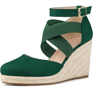 imageAllegra K Womens Espadrilles Closed Toe Wedges Heels SandalsEmerald Green