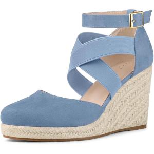 imageAllegra K Womens Espadrilles Closed Toe Wedges Heels SandalsHaze Blue