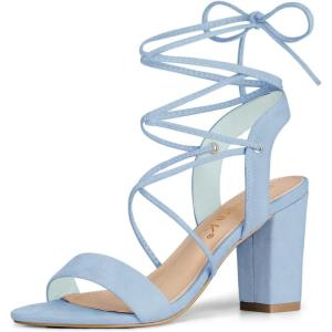 imageAllegra K Womens Lace Up Block High Heels SandalsSky Blue