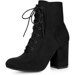 imageAllegra K Womens Lace Up Chunky Heel Ankle BootiesBlack
