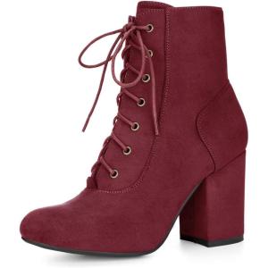 imageAllegra K Womens Lace Up Chunky Heel Ankle BootiesBurgundy