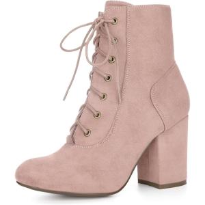 imageAllegra K Womens Lace Up Chunky Heel Ankle BootiesDust Pink