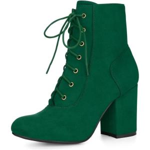 imageAllegra K Womens Lace Up Chunky Heel Ankle BootiesEmerald Green