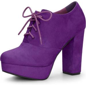 imageAllegra K Womens Platform Chunky Heel Lace Up BootiesPurple