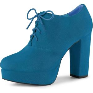 imageAllegra K Womens Platform Chunky Heel Lace Up BootiesSea Blue
