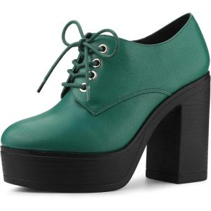 imageAllegra K Womens Platform Lace Up Chunky Heel Ankle BootsGreen