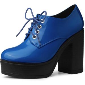 imageAllegra K Womens Platform Lace Up Chunky Heel Ankle BootsRoyal Blue