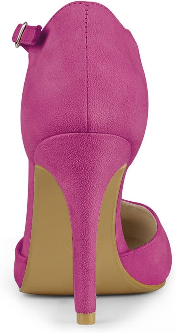 imageAllegra K Women Rounded Toe Stiletto Heel TStrap Dress Hot Pink Pumps  9 M US