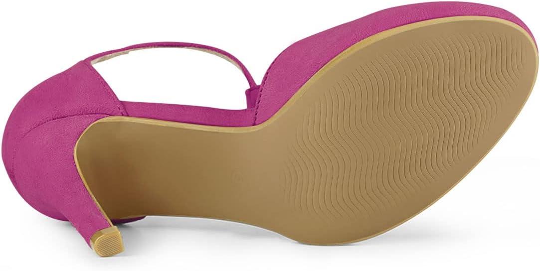 imageAllegra K Women Rounded Toe Stiletto Heel TStrap Dress Hot Pink Pumps  9 M US