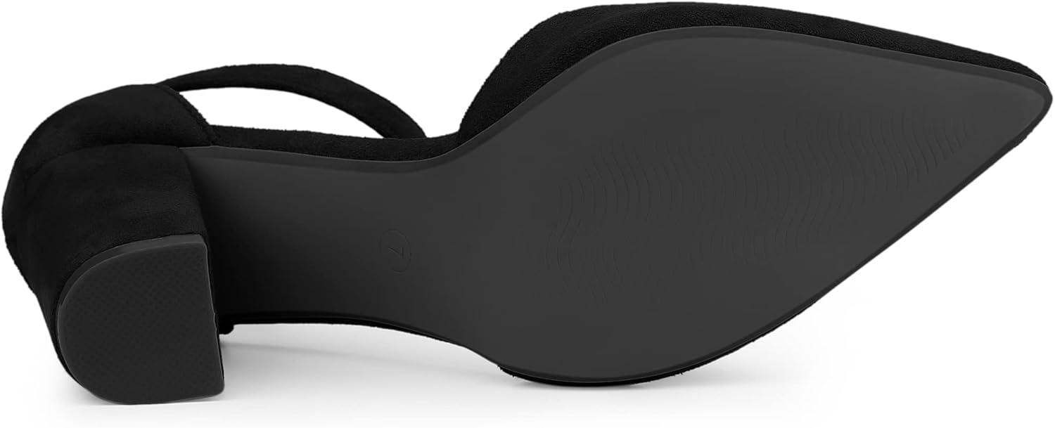 imageAllegra K Womens Ankle Strap Pointed Toe Block Heels PumpsBlack