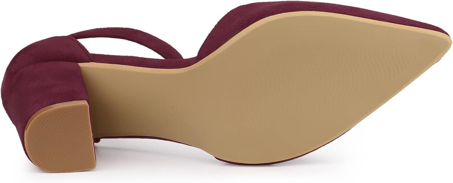 imageAllegra K Womens Ankle Strap Pointed Toe Block Heels PumpsBurgundy