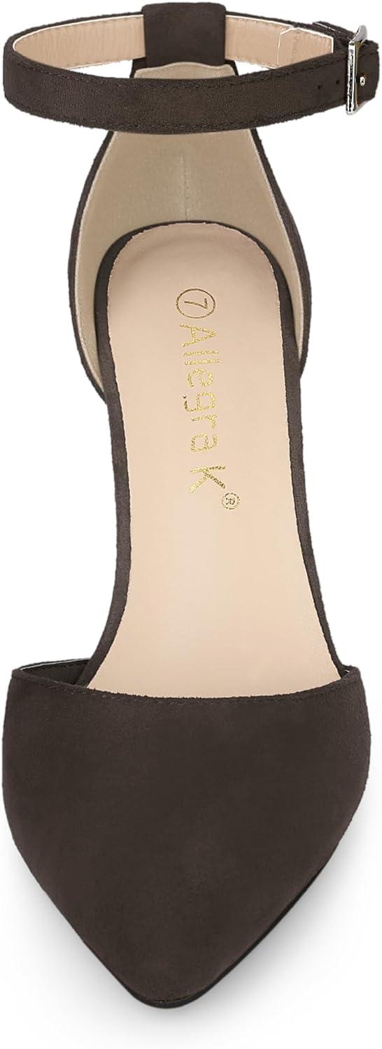 imageAllegra K Womens Ankle Strap Pointed Toe Block Heels PumpsCoffee