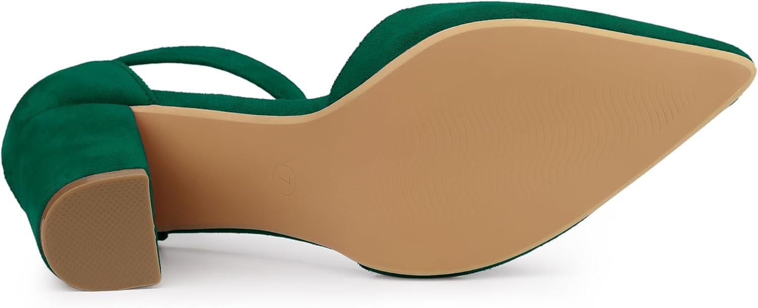 imageAllegra K Womens Ankle Strap Pointed Toe Block Heels PumpsDark Green