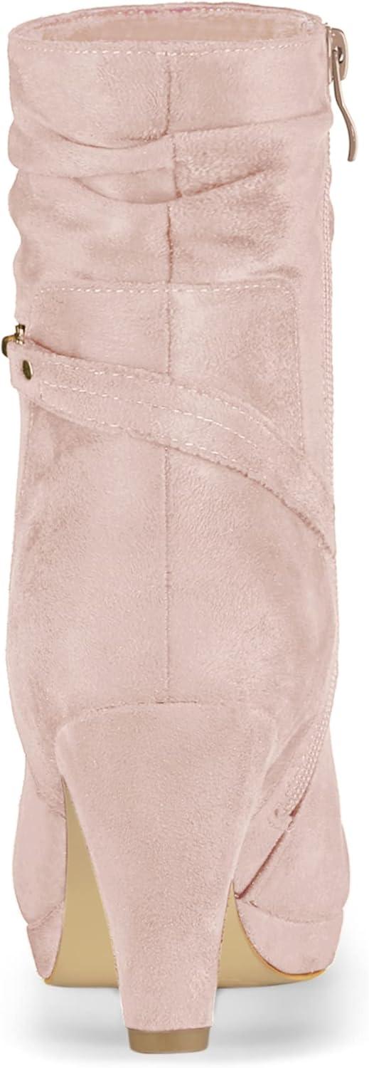 imageAllegra K Womens Ankle Zip Platform High Heel Mid Calf BootsDust Pink