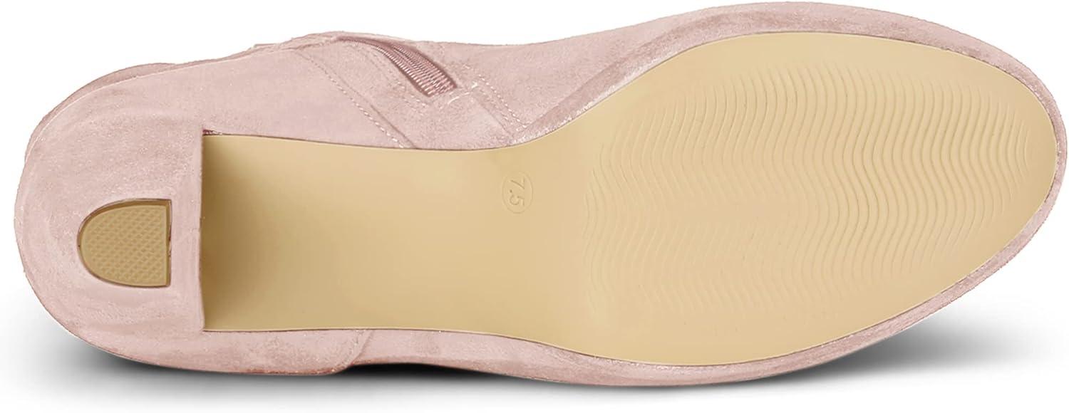 imageAllegra K Womens Ankle Zip Platform High Heel Mid Calf BootsDust Pink
