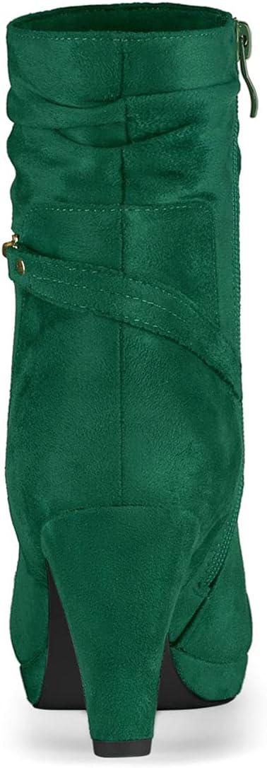 imageAllegra K Womens Ankle Zip Platform High Heel Mid Calf BootsEmerald Green