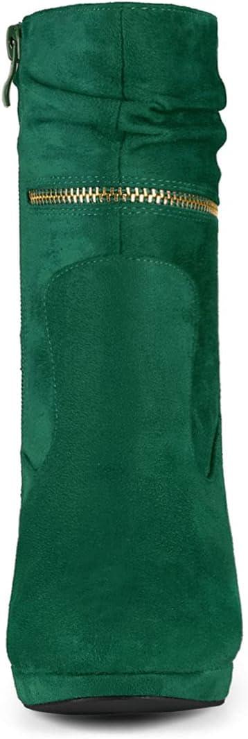 imageAllegra K Womens Ankle Zip Platform High Heel Mid Calf BootsEmerald Green