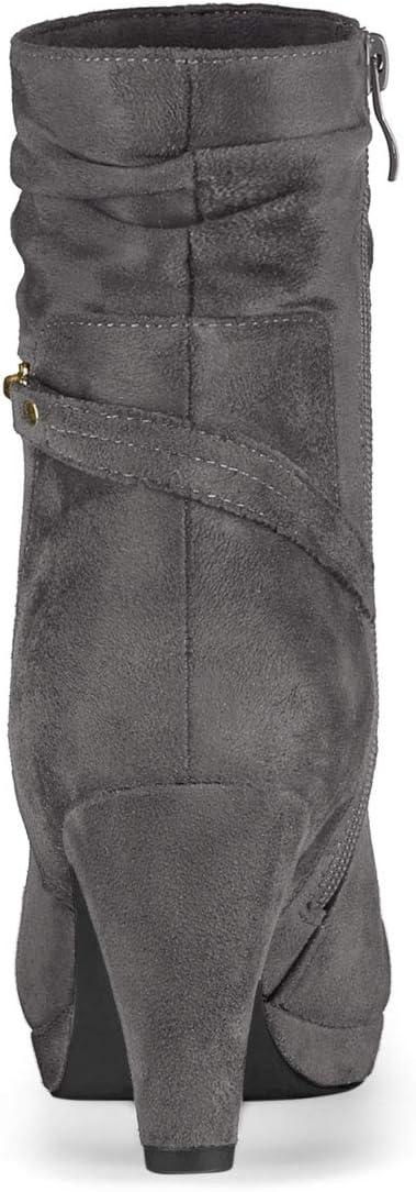 imageAllegra K Womens Ankle Zip Platform High Heel Mid Calf BootsGrey