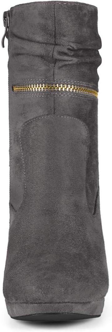 imageAllegra K Womens Ankle Zip Platform High Heel Mid Calf BootsGrey