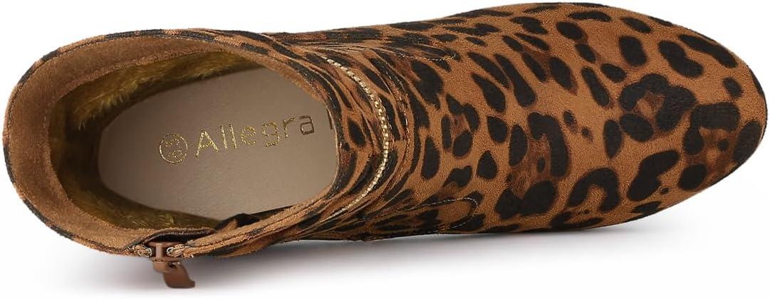 imageAllegra K Womens Ankle Zip Platform High Heel Mid Calf BootsLeopards