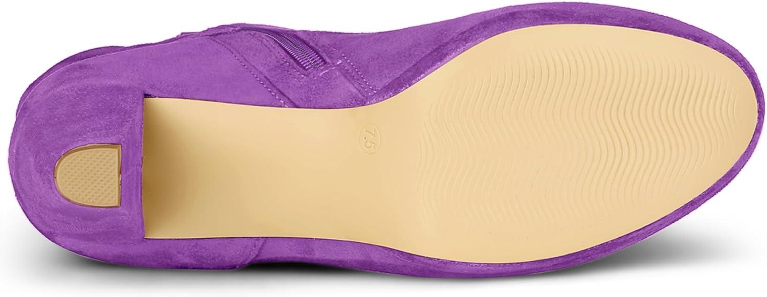 imageAllegra K Womens Ankle Zip Platform High Heel Mid Calf BootsPurple