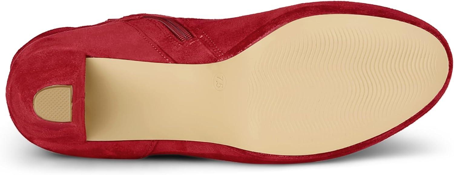 imageAllegra K Womens Ankle Zip Platform High Heel Mid Calf BootsRed