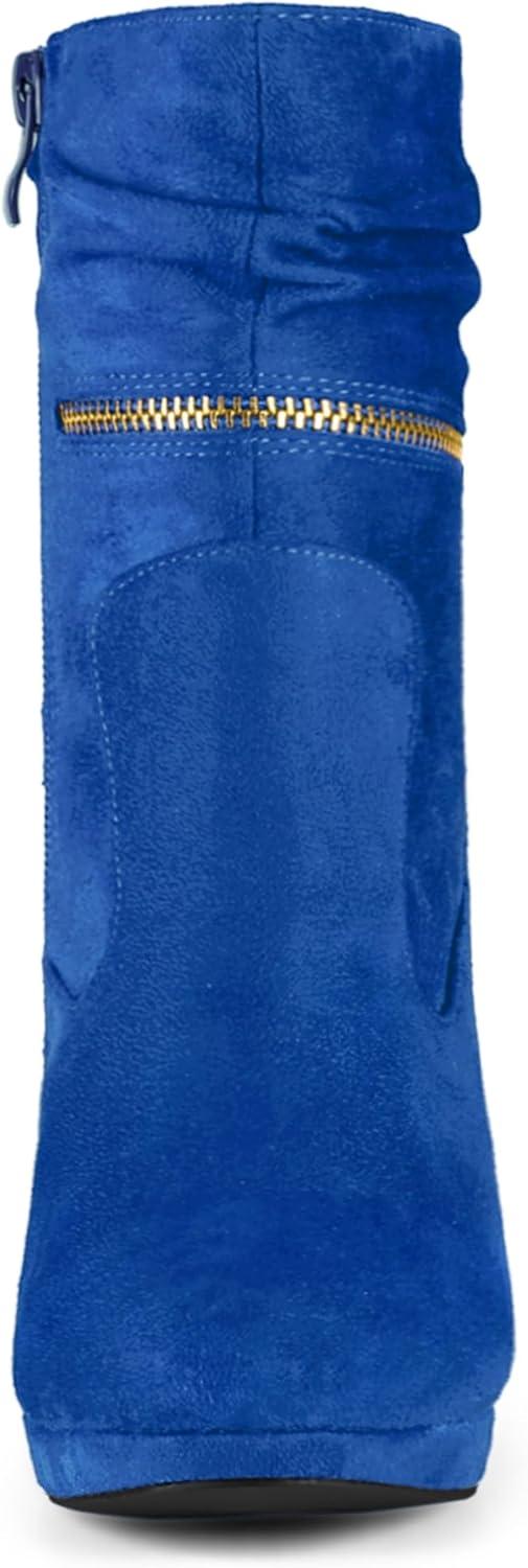 imageAllegra K Womens Ankle Zip Platform High Heel Mid Calf BootsRoyal Blue
