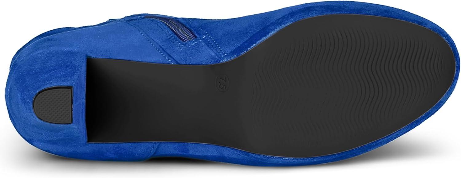 imageAllegra K Womens Ankle Zip Platform High Heel Mid Calf BootsRoyal Blue