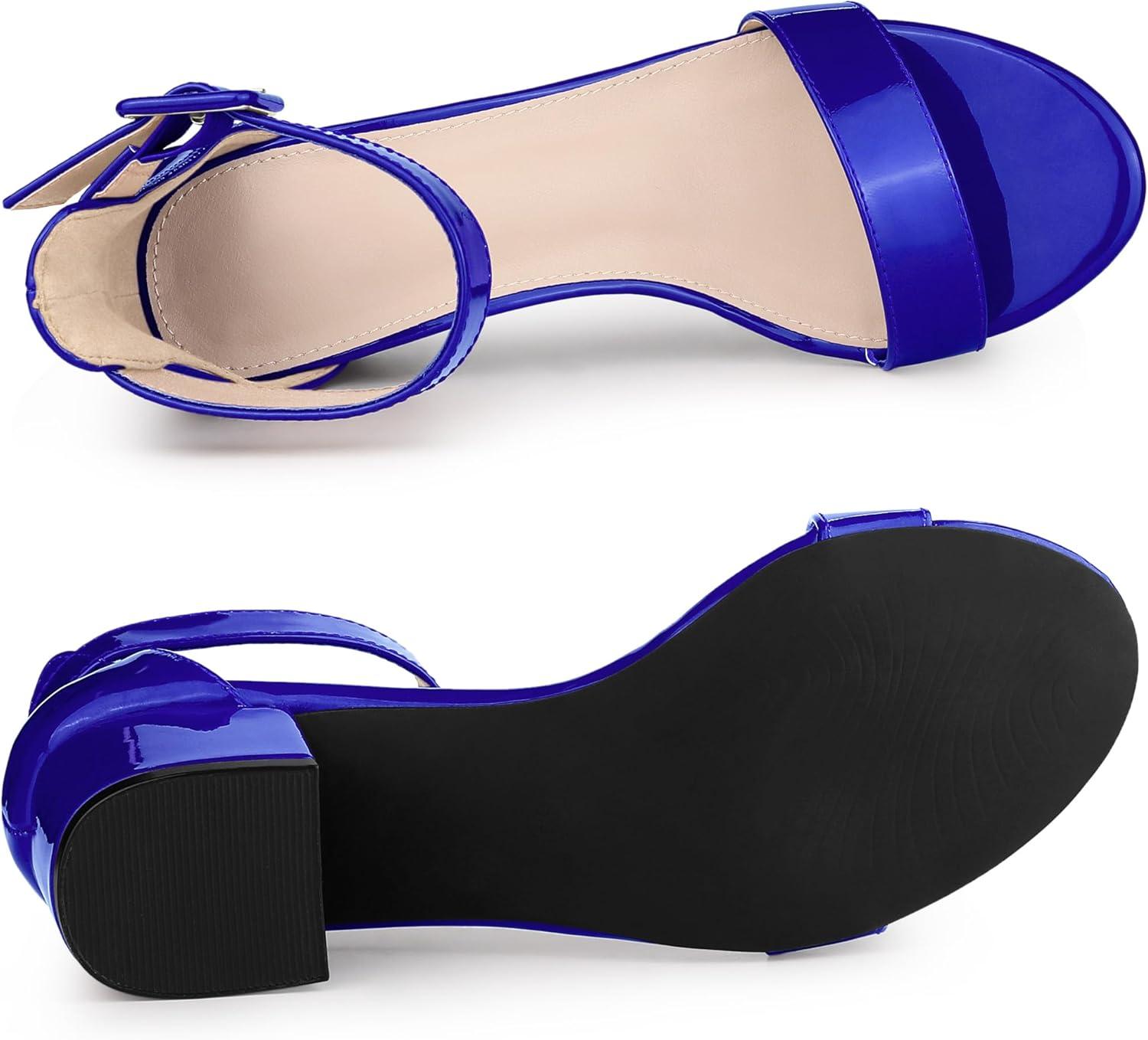 imageAllegra K Womens Block Low Heels Ankle Strap SandalsRoyal Blue