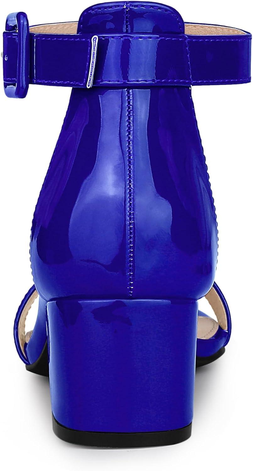 imageAllegra K Womens Block Low Heels Ankle Strap SandalsRoyal Blue