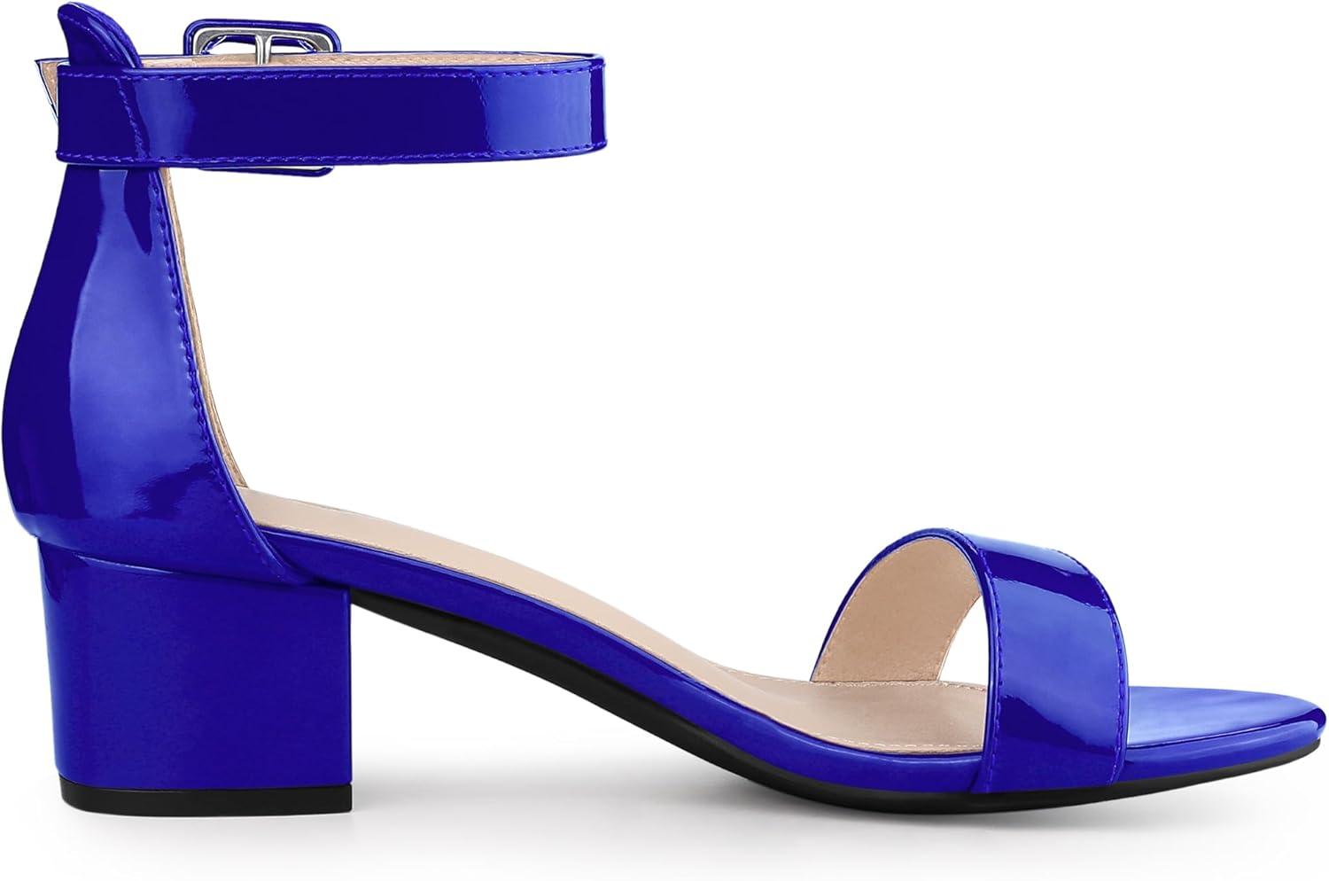 imageAllegra K Womens Block Low Heels Ankle Strap SandalsRoyal Blue