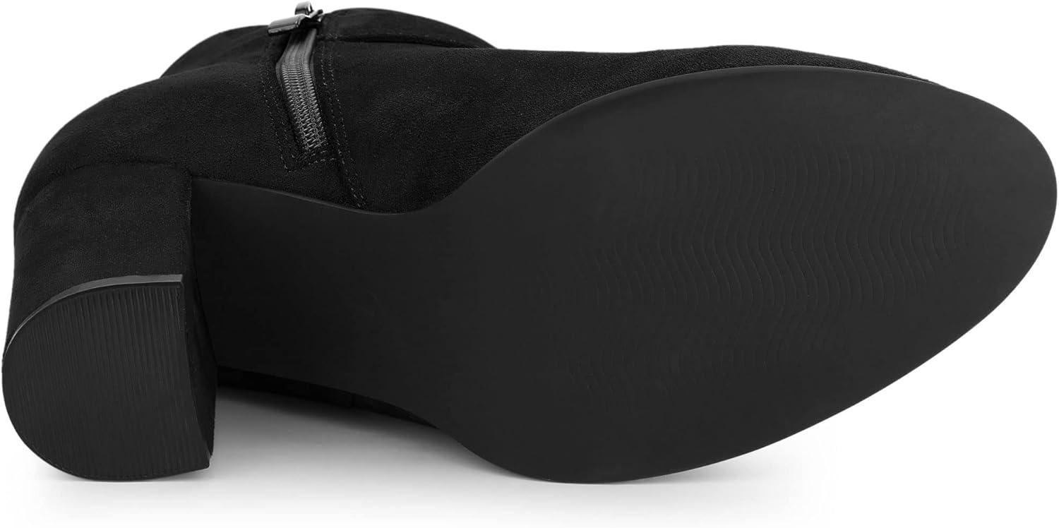 imageAllegra K Womens Buckle Side Zip Chunky Heels Ankle BootsBlack