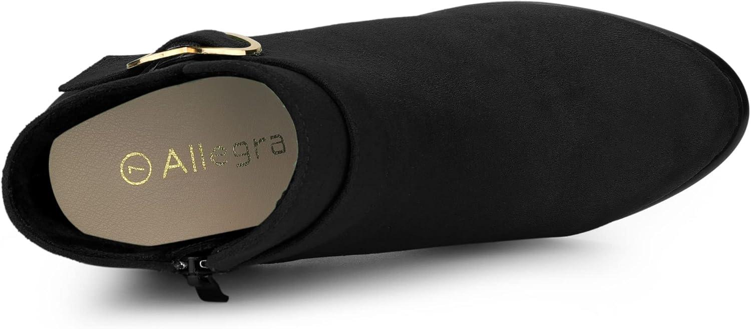 imageAllegra K Womens Buckle Side Zip Chunky Heels Ankle BootsBlack