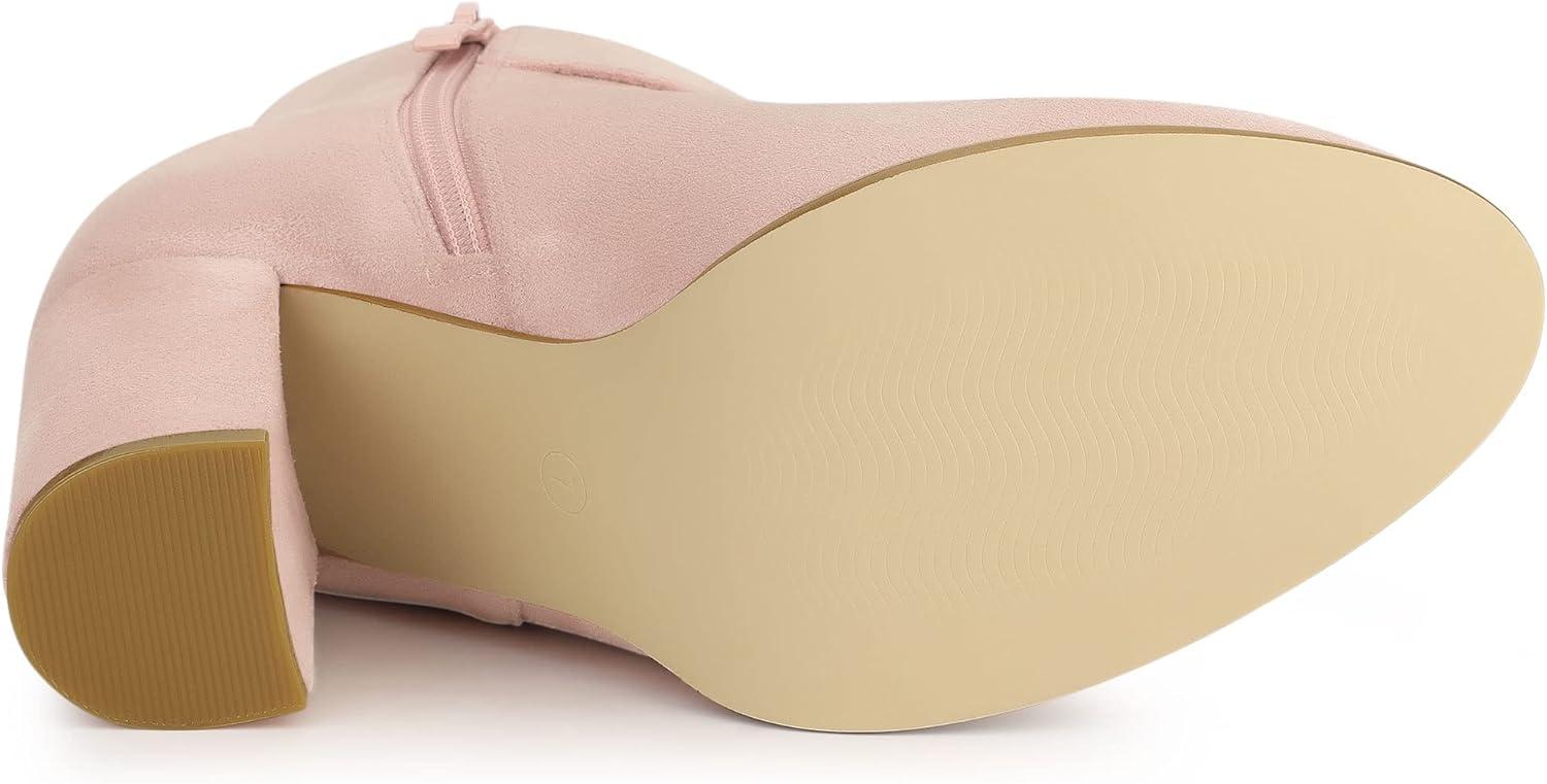 imageAllegra K Womens Buckle Side Zip Chunky Heels Ankle BootsDust Pink