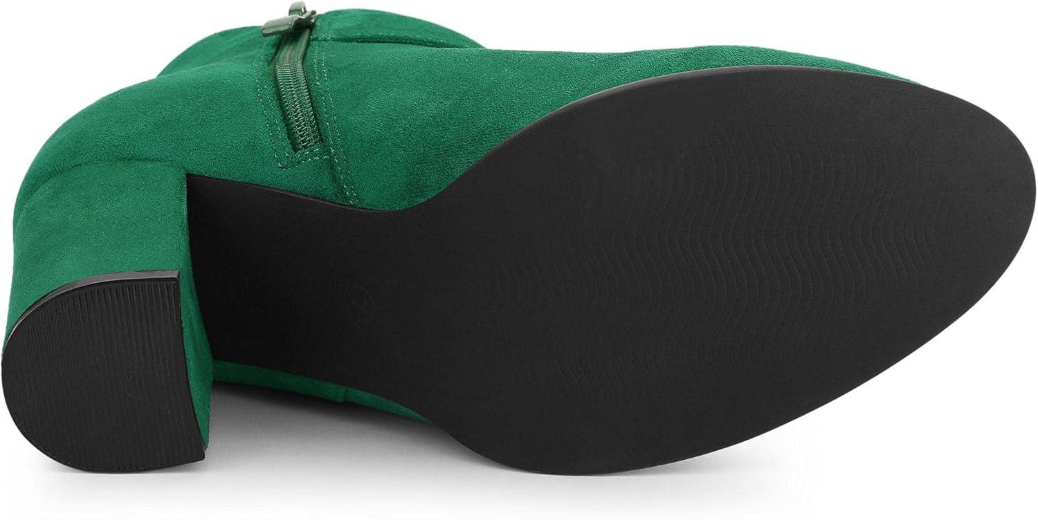 imageAllegra K Womens Buckle Side Zip Chunky Heels Ankle BootsEmerald Green