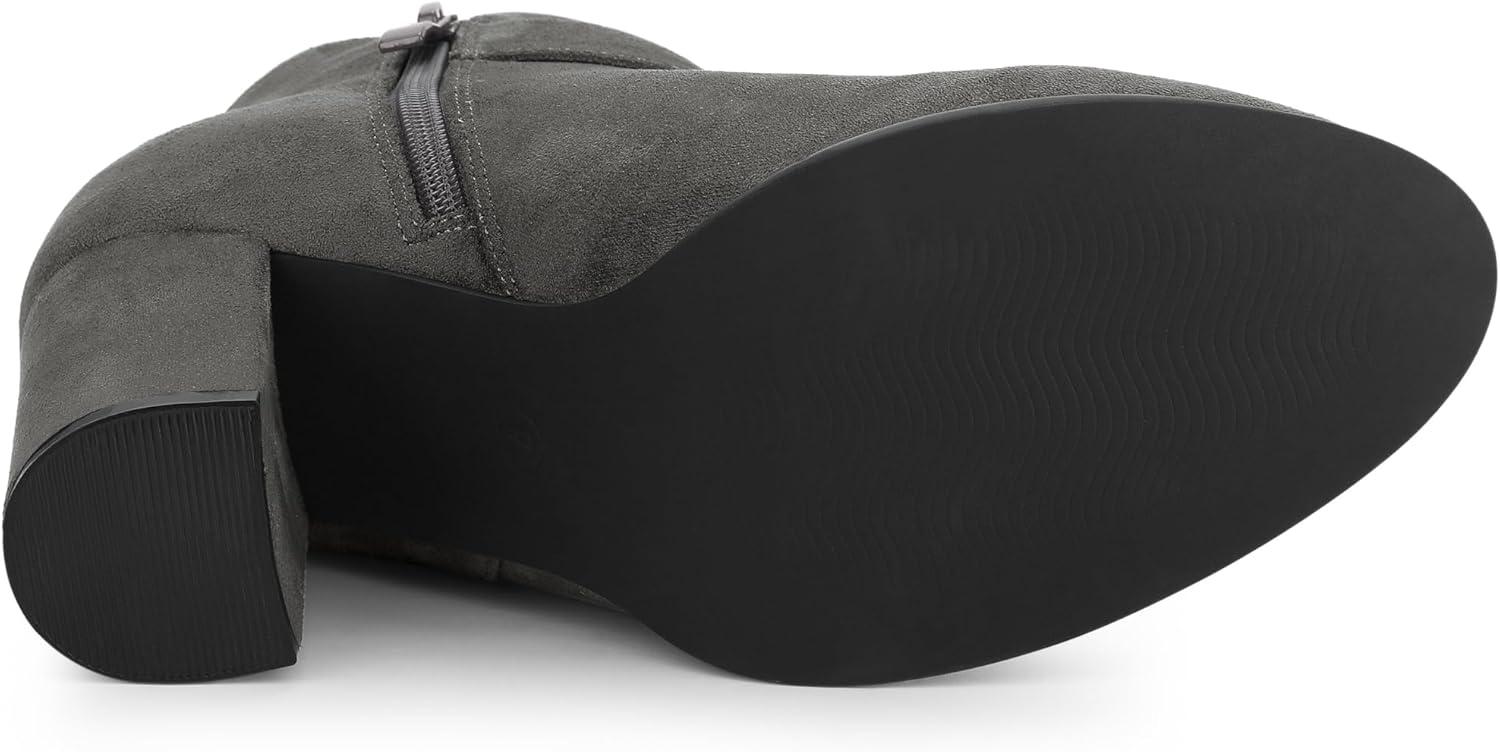 imageAllegra K Womens Buckle Side Zip Chunky Heels Ankle BootsGrey