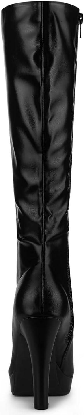 imageAllegra K Womens Chunky Heel Round Toe Platform Knee High BootsBlack