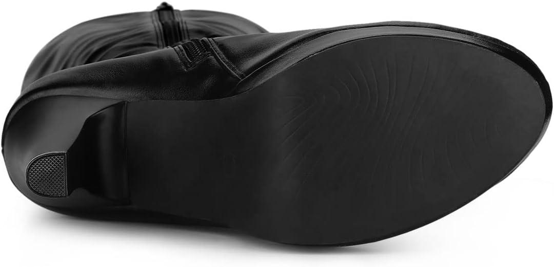 imageAllegra K Womens Chunky Heel Round Toe Platform Knee High BootsBlack