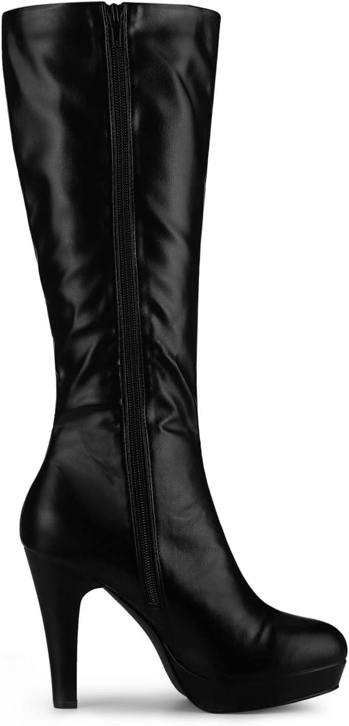 imageAllegra K Womens Chunky Heel Round Toe Platform Knee High BootsBlack